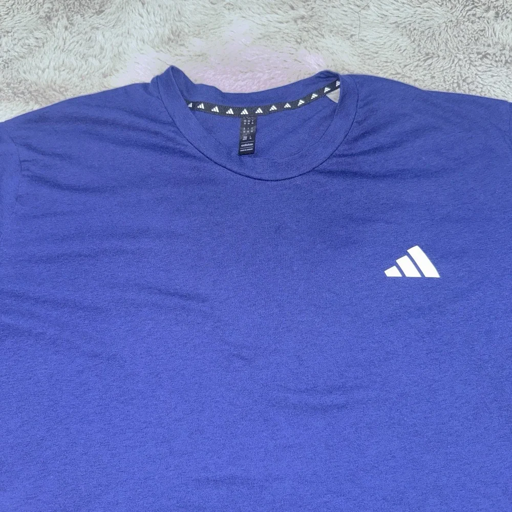 Adidas Men's Breathable Crew Neck Short Sleeve Feel Ready Training Tee Blue 2XL
